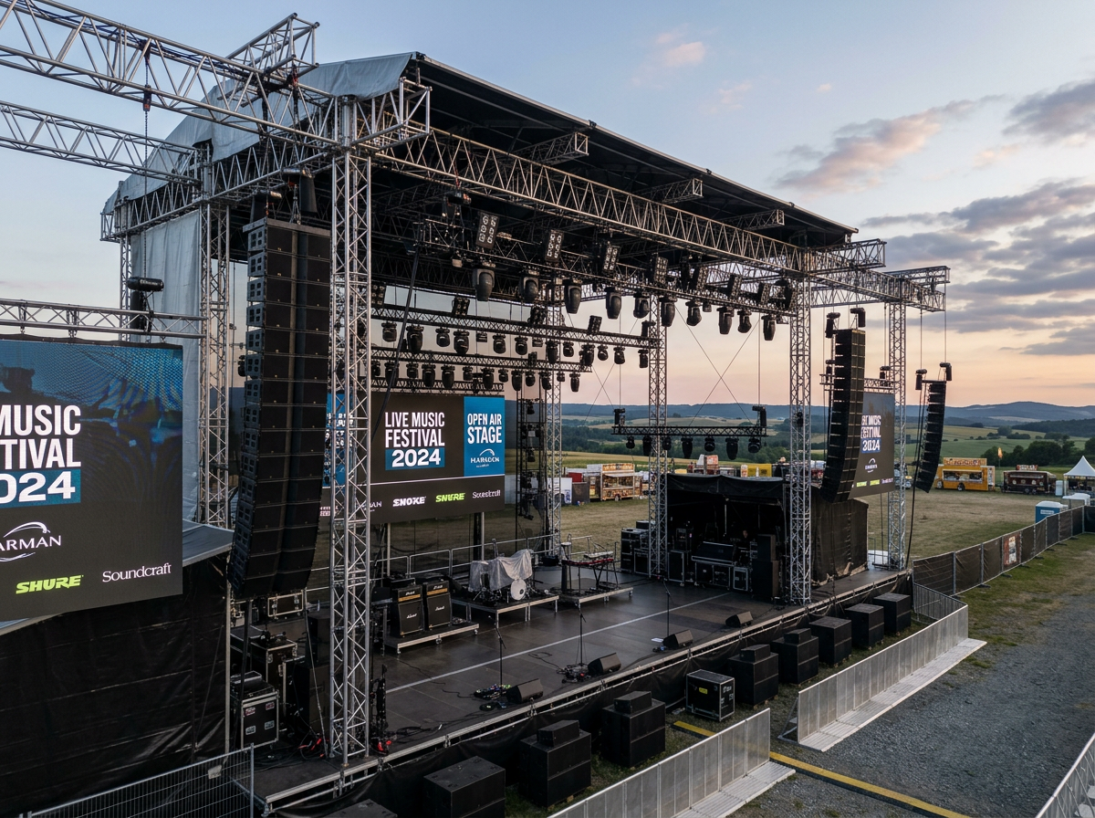 Palco Concerto 12x10m con Tetto - Noleggio Palchi da Concerto